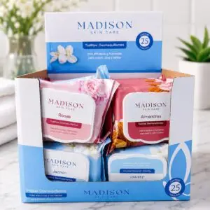 Toallitas Desmaquillantes Madison Skin Care 25 unds (Caja Máster x 96 Packs)