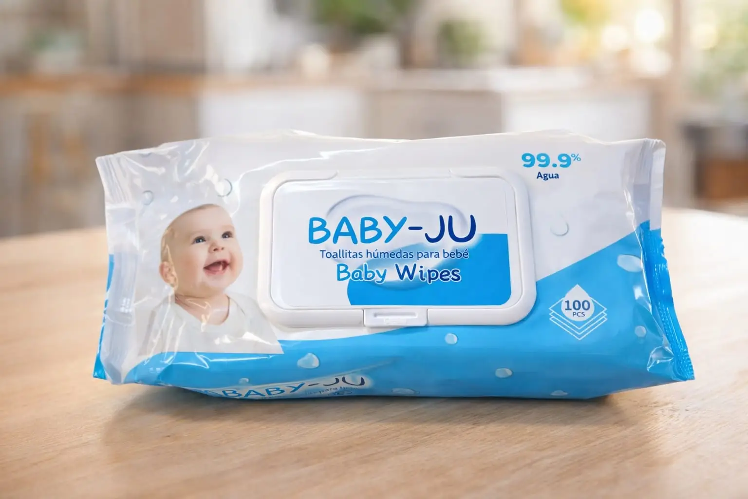 Toallitas Húmedas para Bebé Baby-Ju 99.9% Agua Sin Alcohol (Caja x 12 Packs x 100 unds)